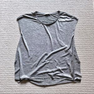 Zara W&B Loose Tee - Gray/Silver Color - High Low